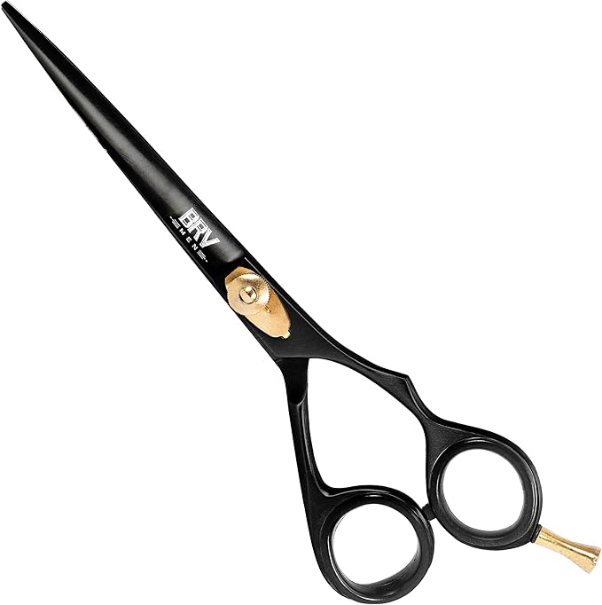 Razor Sharp Hair Scissors - 6.5" - Hammer Forged & Hand Sharpened - 100% Stainless Steel - RIGHT HANDED (Black)