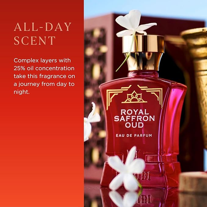 H HABIBI Royal Saffron Oud Arabian Perfume for Women – 2.5 oz (75ML) Long Lasting Women's Fragrance, Warm Woody Scent with Jasmine, Patchouli, Sandalwood & Amber Notes