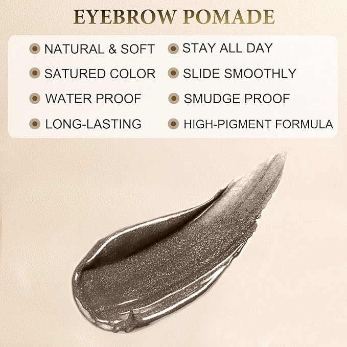 LAVONE Eyebrow Stamp Pencil Kit for Eyebrows, Makeup Brow Stamp Trio Kit with Waterproof Eyebrow Pencil, Eyeliner, Eyebrow Pomade, and Dual-ended Eyebrow Brush - Black Brown