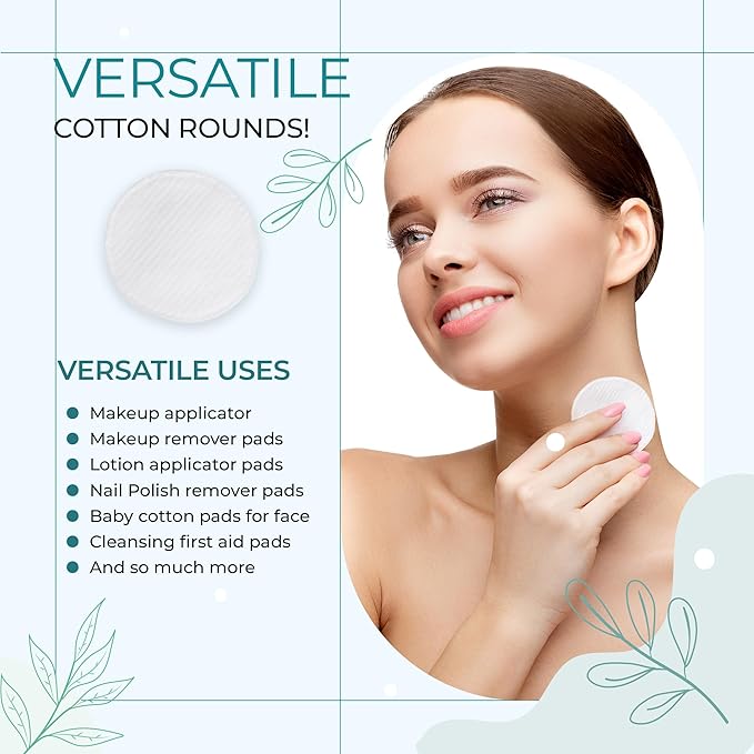 R-Neu Premium [Turkish] Cotton Rounds, 400 Count, Stitched, Waffle Textured, 100% Pure & Natural Cotton Pads for Face, Hypoallergenic Makeup Remover (4 Pack of 100)
