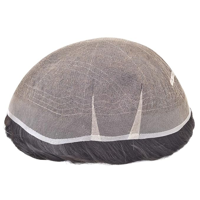 Lordhair Toupee for Men European human hair Full French Lace Hairpieces，Base Size 6x8 inch Hair Replacement System for Men Natural Hairline Human Hair Wig Dark Brown #2