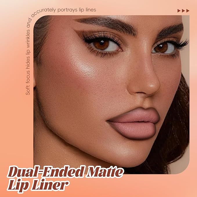 Noerrors 2-in-1 Lip Liner Pencil with Silicone Blending Tip,Creamy Matte Lip Pencil for Defining, Precise Application,Long-Lasting,Smudge-Resistant Lip Contour,Cocoa,Shaping & Featherproof Lock Makeup