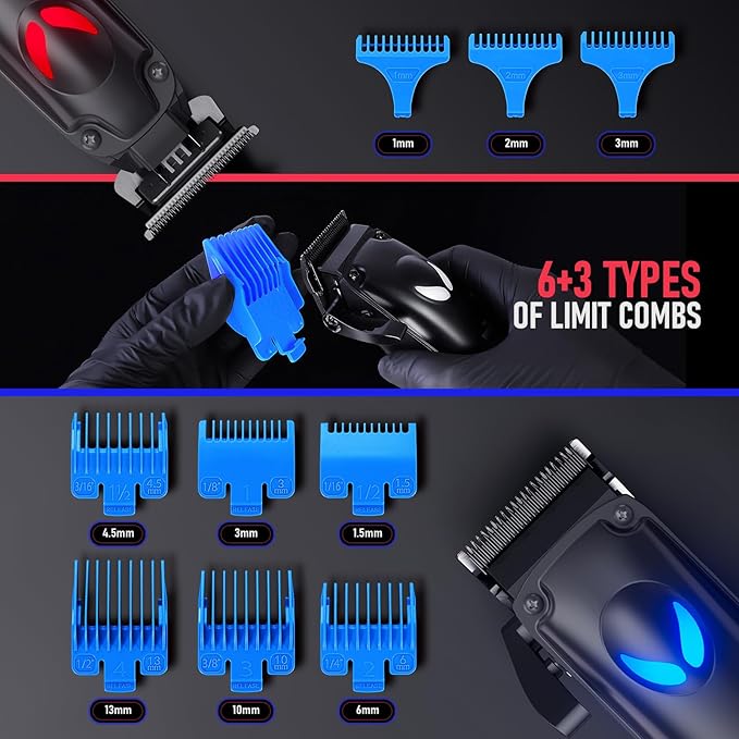 SUPRENT Hair Clippers for Men Professional – 7500 RPM Cordless Hair Cutting Kit, Electric Clippers and Trimmer Combo Set, Rechargeable Haircut Kit for Barber & Home Use（Black）