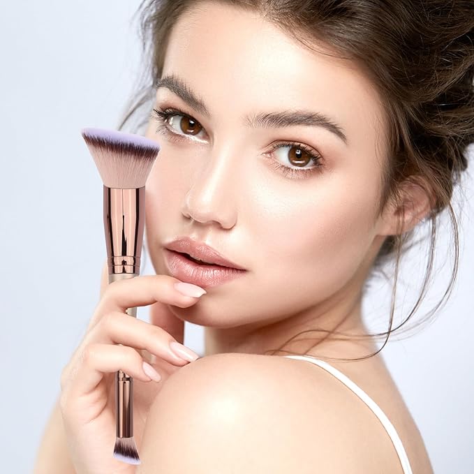 Daubigny Makeup Brushes Dual-ended Angled Foundation Brush Concealer Brush Perfect for Any Look Premium Luxe Hair Rounded Taperd Flawless Brush Ideal for Liquid, Cream, Powder,Blending,