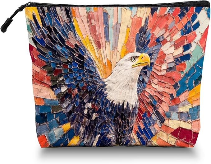 Cosmetic Bags Travel Makeup Toilet Case Waterproof Pouch for Women Girls 6.7X9.45inches - Vivid Rainbow - Hued Eagle
