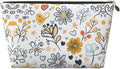 Womens Leather Makeup Bag Cosmetic Bag Travel Toiletry Bags Make Up Bags for Women Adult (Boho·Floral)