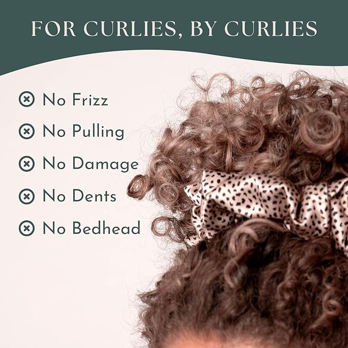 Silk Scrunchies for Ponytail Holders – Oversized Silk Scrunchies – Extra Large No Damage Hair Ties for Curly, Thick, and Thin - Hair Accessories for Women – Leopard/Cheetah Print, XL By Curlfriend