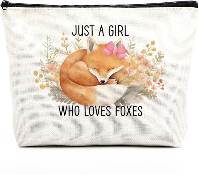 Fox Makeup Bag for Girls, Cute Fox Gift for Women, Gifts for Foxes Lovers, Small Fox Lover Travel Cosmetic Bag Zipper Pouch for Daughter granddaughter, Cool Fox Lovers Gifts for Birthday Christmas 1