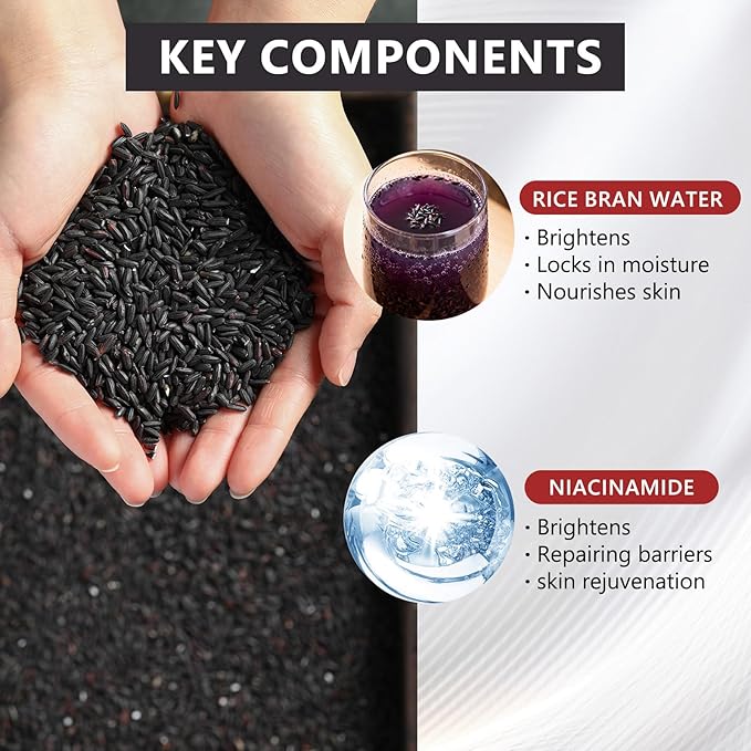 Black Rice Exfoliating Glow Ampoule – Rice Peel Shot for Deep Hydration & Exfoliation, Radiant Glow for Face and Body, 80ml