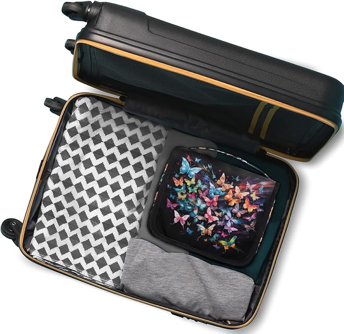 Hanging Travel Toiletry Bag for Women Men Colorful Butterfly Waterproof Makeup Bag Animal Butterfly Portable Cosmetic Bag Travel Essentials for Traveling Accessories Toiletries Bathroom Shower
