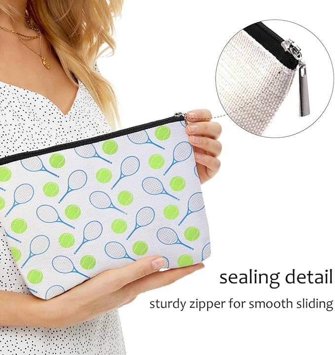 Tennis Gifts, Inspirational Tennis Makeup Bag, Tennis Accessories Tennis Gift Cosmetic Bag Toiletry Bag, Tennis Player Graduation Birthday Gifts for Women Girls Tennis Lovers Sister Coworker
