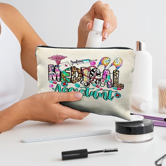 Medical Assistant Makeup Bag - Trendy Western Nurse Gifts, RN Cosmetic Bags Toiletry Bag for Women
