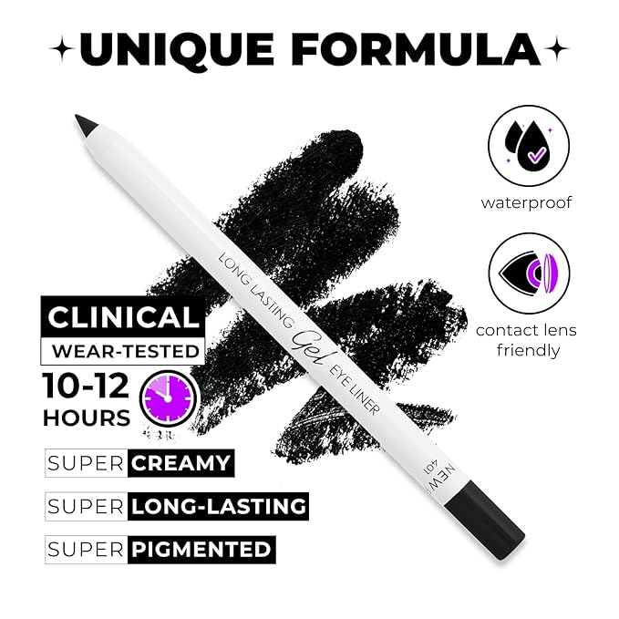Lamel Black Eyeliner, Ultra Long Lasting Gel Eyeliner Pencil, Waterproof Eye Liner, Smudge Proof, Creamy Eye Pencil, Sweat Proof Makeup, Highly-Pigmented (401 Shade)