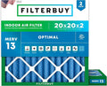 Filterbuy 20x20x2 Air Filter MERV 13 Optimal Smoke & Allergy Defense, by Filterbuy