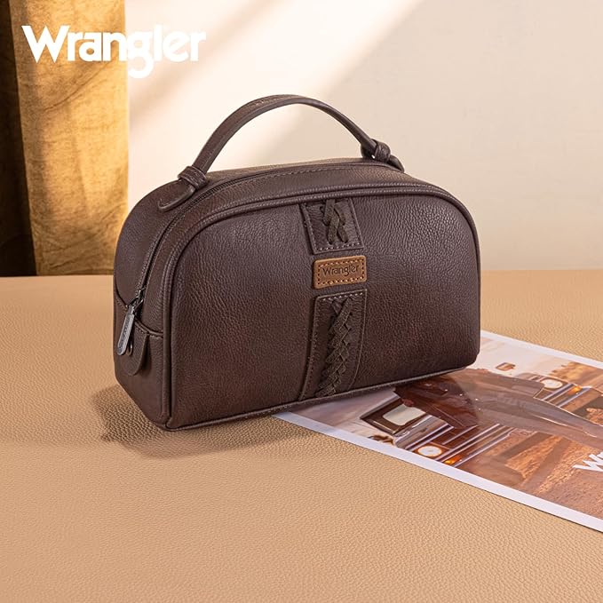 Montana West Wrangler Makeup Bags for Women Portable Toiletry Bag Small Travel Cosmetic Organizer for Gift Zipper Closure