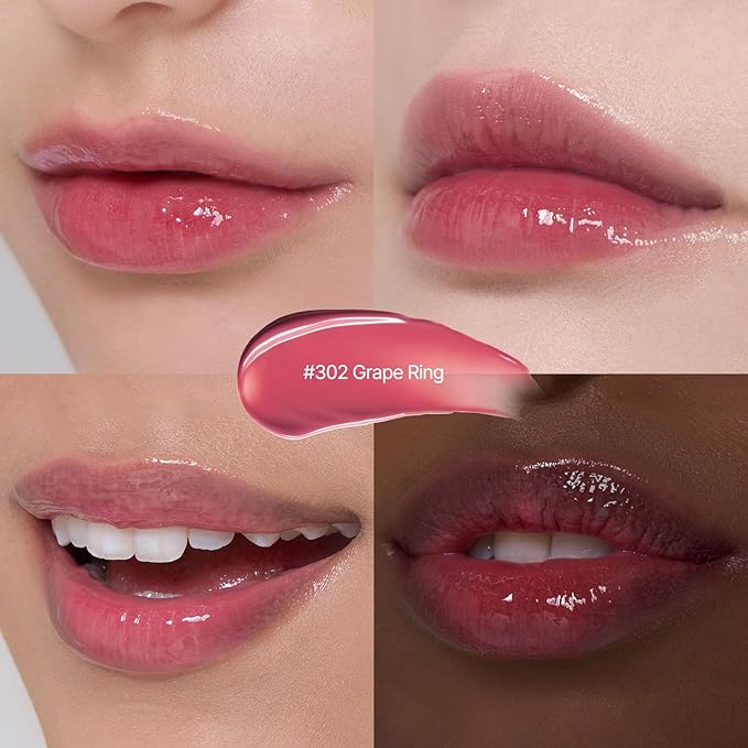 Laka Jelling Nude Gloss, 4.5g/0.15oz, Sheer Hydrating Lip Oil with No Stain, Non-Sticky, Nourishing Gloss for a Fresh, Glowy Look, Vegan, Clean Beauty Makeup, K-Beauty (#302 Grape Ring)