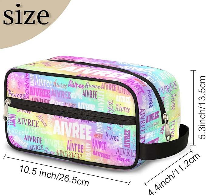 Customized Travel Makeup Toiletry Bag, Waterproof Large Cosmetic Bag Makeup Shaving Bag Organizer Case, Rainbow Colorful Shiny Stars