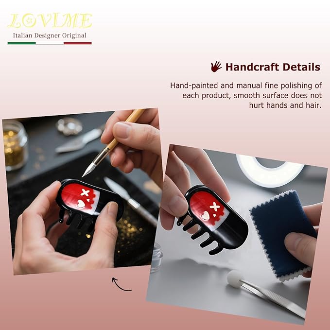 Italian Designer Original Mini Halloween Hair Claw Clips for Women - Gothic Hair Accessories-Pill, Nonslip Plant-Based Acetate, Gift Box, Daily/Party