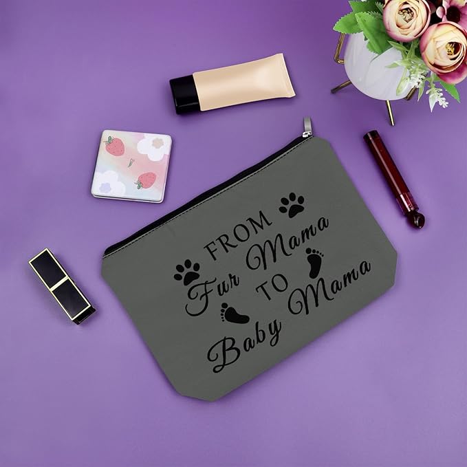 Sazuwu Mom to Be Gifts First Time Gray Makeup Bag Baby Reveal Gifts for Mom Pregnancy Announcement Gift Cosmetic Bag New Mommy Gifts for Women After Birth Birthday Christmas Mother's Day Gifts