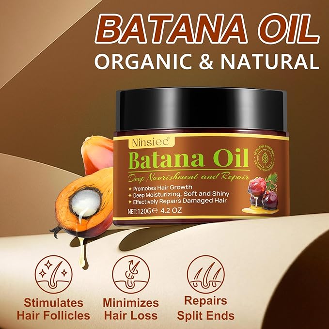 Raw Batana Oil for Hair Growth, Pure Unrefined and Organic Dr. Sebi Hair Growth Oil from Honduras, Batana Hair Growth Oil for Repairs Damaged Hair & Prevent Hair Loss (1pcs)