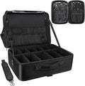 Relavel Extra Large Makeup Case with Makeup Brush Bag, Travel Makeup Train Case Professional Makeup Artist Bag Portable Nail Organizer Box Art Supply Case (Black with Makeup Brush Bag)