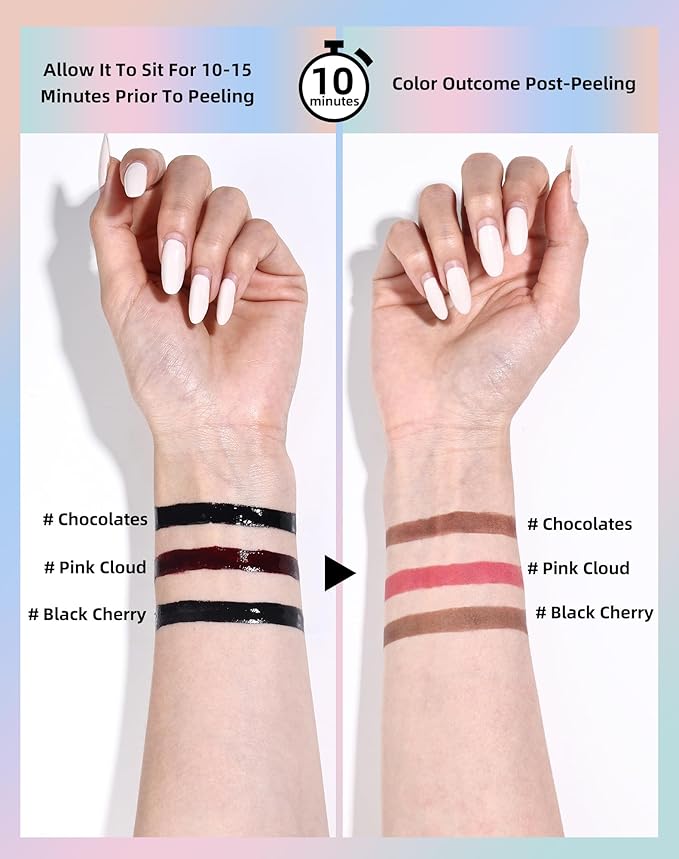 KIMUSE Long-Lasting Lip Stain Peel Off Mask, 12H Smudge-Proof Transfer-Resistant Lip Tint, Vegan & Non-Drying Formula for Bold Matte Finish, Easy Peel Application