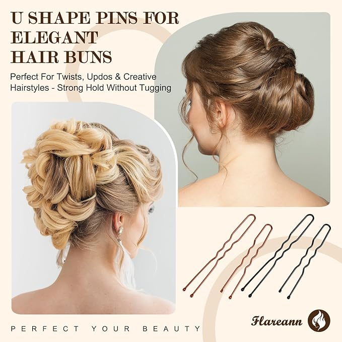 Bobby Pins Set Brown/Black – Mixed Color Kit with Bobby Pins, Snap Clips & Spiral Pin, for Women & Girls, Ideal for Updos, Buns, Parties & Weddings