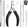 Toenail Clippers for Seniors & Thick Nails, 8PCS Professional Heavy Duty Ingrown Toenail Removal Kit with Pedicure Tools, Sharp Blade, Long Handle & Storage Case