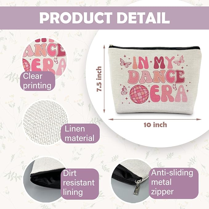 Dance Makeup Bag, Dancer Gifts, Dance Teacher Gifts, Dance Stuff, Dance Team Gifts, Dance Stuff Accessories, in My Dance Era Cosmetic Bag Makeup Pouch