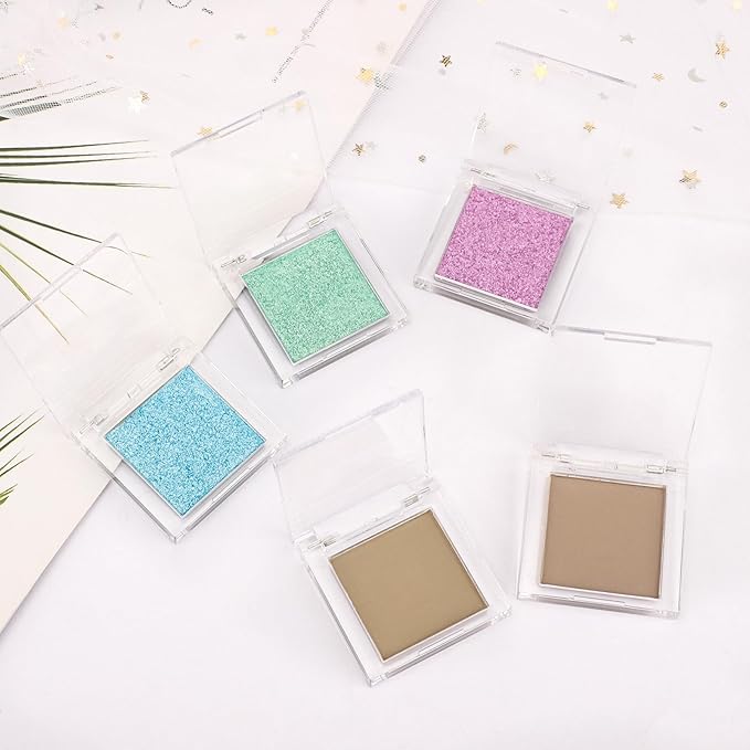 Erinde Glitter Shimmer Sparkle Eyeshadow Palette, Blue Glitter Sparkle Eye Shadow Makeup, Single Monochrome Long-Lasting Eye Makeup, Smooth Formula, Vegan & Cruelty-Free, C07 Blue Silver Sparkle