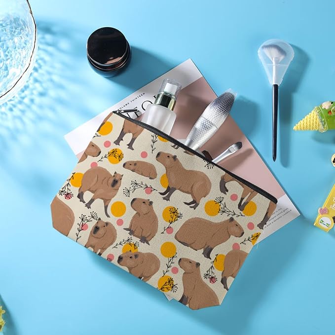 Azteoiz Cute Capybara Makeup Bag Capybara Gifts Cosmetic Bag Animal Lover Gifts for Women Girls Capybara Lovers Daughter Friends Sisters Capybara Stuff Graduation Birthday Gifts Travel Toiletry Bag