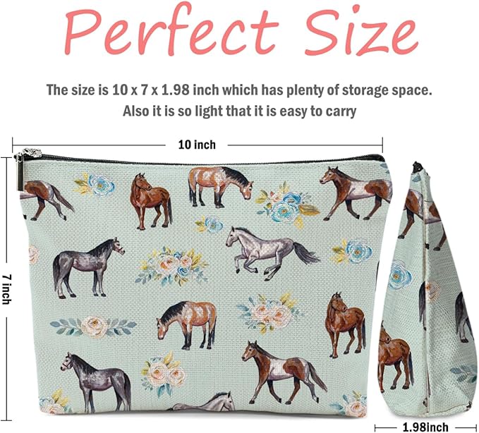 Horse Gifts Makeup Bag Cosmetic Bag Travel Pouch, Animal Lovers Gifts for Horse Lovers Women Girls Daughter Sisters Coworker Best Friend Friendship Graduation Birthday