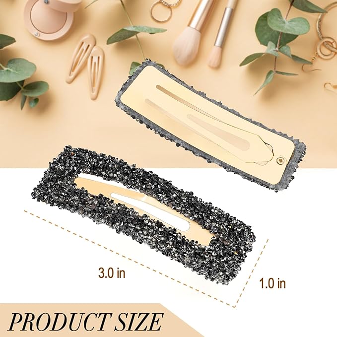 Rhinestone and Crystal Hair Clips 2-Pack, Sparkly Barrettes & Elegant Bling Accessories for Women & Girls(Set12)