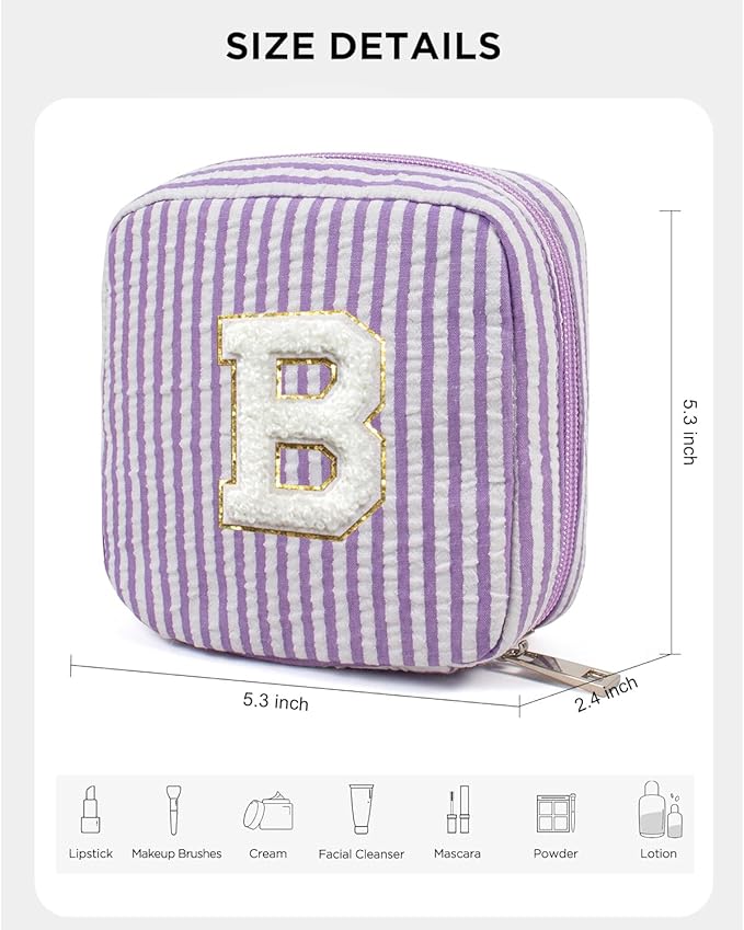 LETGO Bridesmaid Gifts for Women - Cute Purple Makeup Bag for Women Friends | Make Up Cosmetic Travel Toiletry Bag for Bride Maid Matron of Honor Bridal Shower Personalized Bachelorette Gift