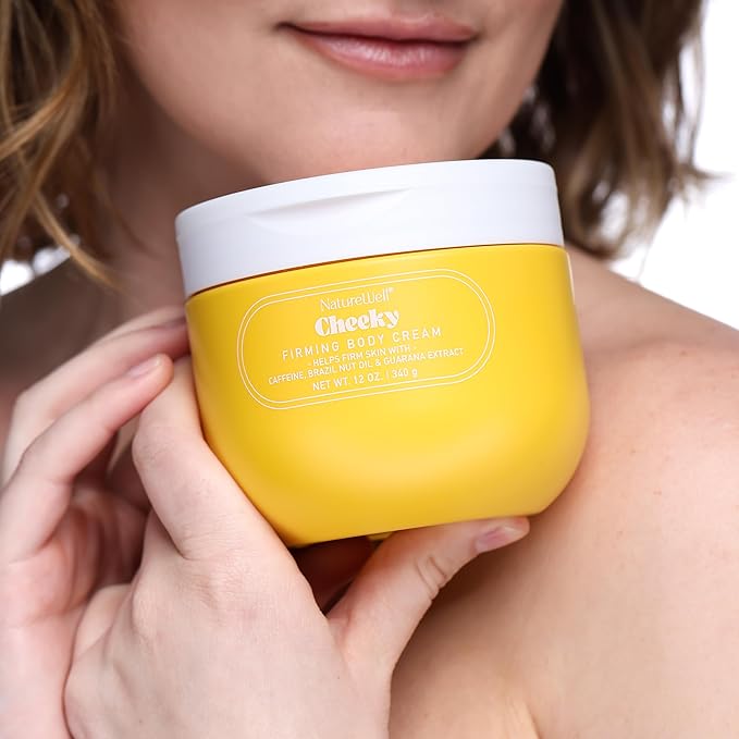 NATURE WELL Cheeky Firming & Moisturizing Body Cream, Lightweight & Quick-Absorbing Formula to Help Visibly Firm & Smooth Skin, Scented with Pistachio, Almond, Coconut, & Salted Caramel,12 Oz