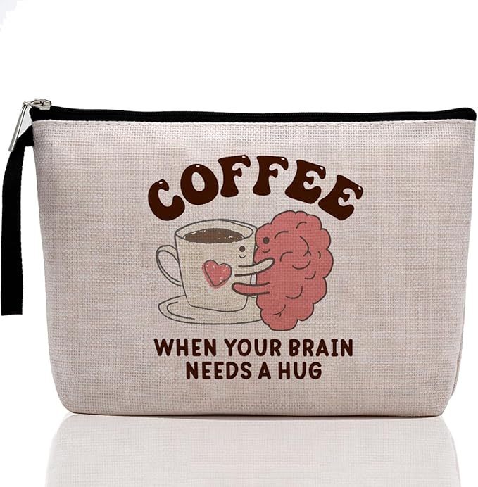 Funny Coffee Gifts: Makeup Bag Affirmations Coffee Accessories Mental Health Cosmetic Bag for Women Girlfriend Zipper Pouch Bag Travel Toiletry Bag for Birthday Christmas