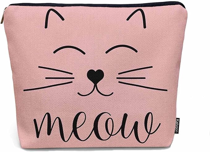 Cat Cute Cosmetic Bags For Women, Funny Kitten Cat Face Meow Roomy Makeup Bag Toiletry Bag Accessories Organizer Storage Bags Makeup Pouch For Travel Business Gym Camping Bathroom, Pink