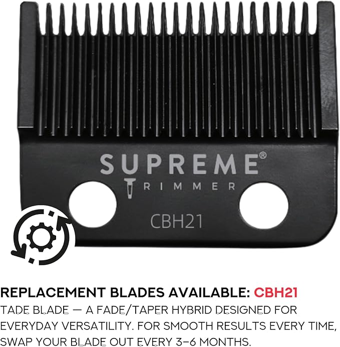 Supreme Trimmer Darkstar 82 Metal Body Clipper w. Magnetic Vector Motor | 180 Min Run Time, 9100 RPM Hair Clipper | Low Noise Professional Barber Clipper DLC Tade Blade | STC82
