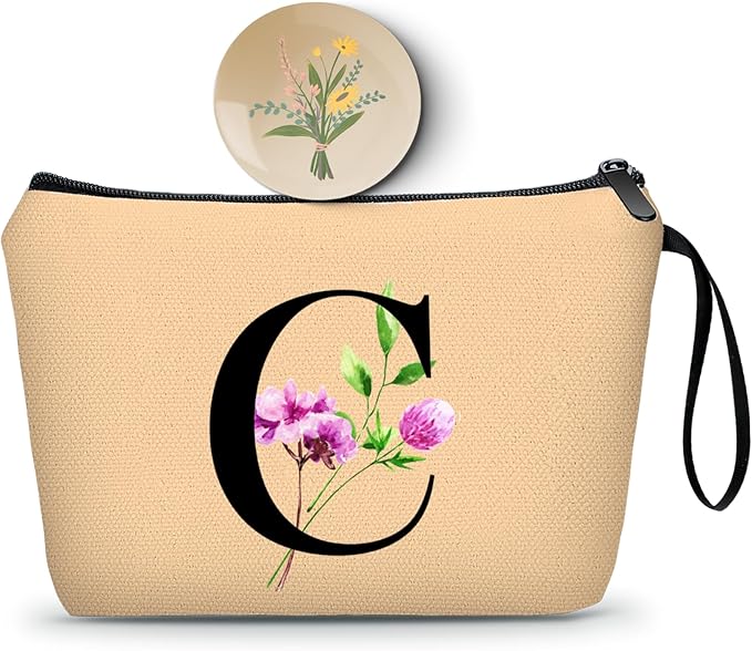 Birthday Thank You Appreciation Monogrammed Gifts for Mom Aunt Teacher Sister Friend Coworkers Bride Bridesmaid Makeup Cosmetic Bag with Mirror Mothers Day Christmas Graduation C