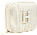 LETGO Birthday Gifts for Women Small Personalized Initial Monogram Makeup Bag,Preppy Corduroy Makeup Bags Travel Toiletry Bag Cute Pouch Purse for Her Mom Girlfriend Wife Sister Teacher Bridesmaid