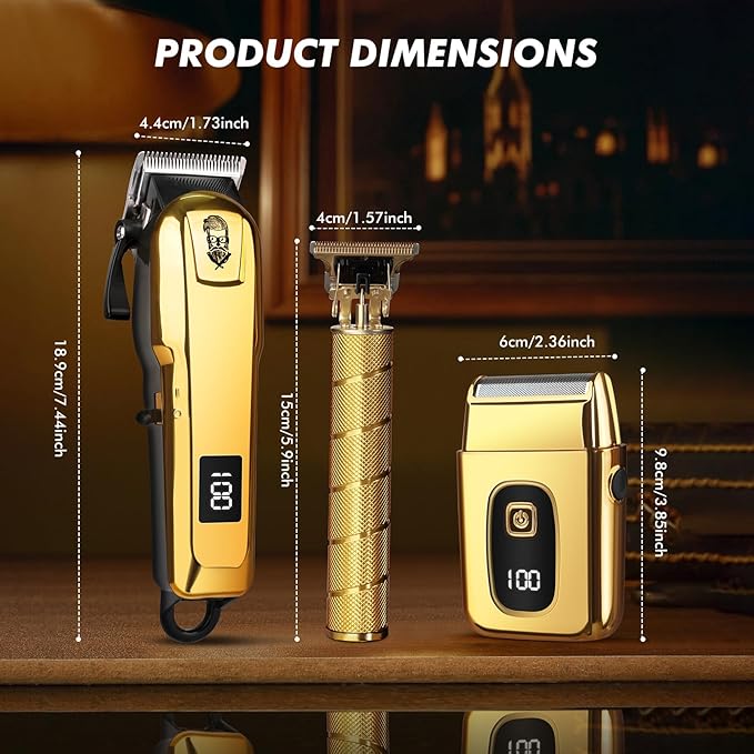 Hair Clippers for Men, Beard Trimmer and Electric Shaver Set, Professional Rechargeable Cordless Barber Hair Cutting Tools Grooming Kit