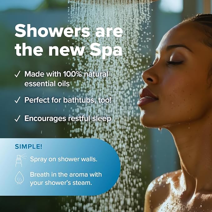 MOXE Shower Mist, Spa Steam Spray, Certified Natural Essential Oils, Aromatherapy, Tension Relief (Breathe, 4 Fl Oz (Pack of 2))