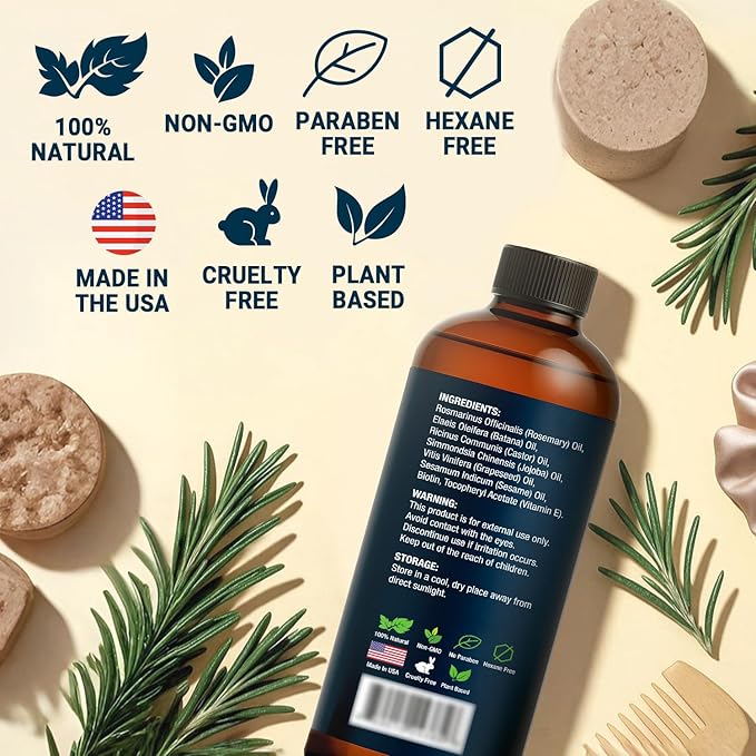 Rosemary Oil for Hair Growth 6 fl oz - Natural Scalp and Hair Oil with Batana, Castor, Biotin, Vitamin E, Grapeseed, Jojoba, Sesame - Aceite de Romero y Batana - Nexon Botanics