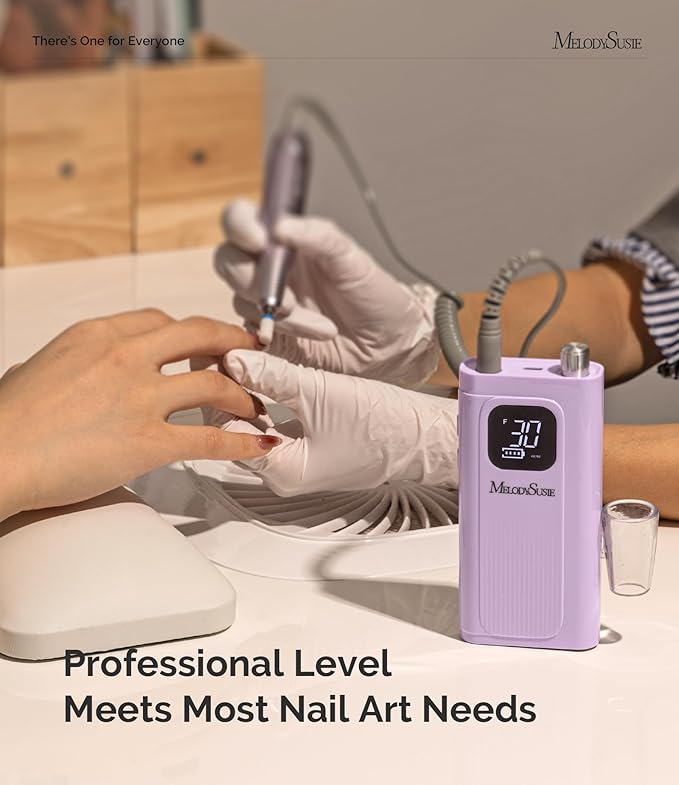 MelodySusie Professional Rechargeable Nail Drill 30000 RPM, Electric Nail File for Shaping, Removing & Polishing Gel Nails, Lightweight & Easy to Use, Ideal for Home & Salon Manicure Pedicure, SC300F