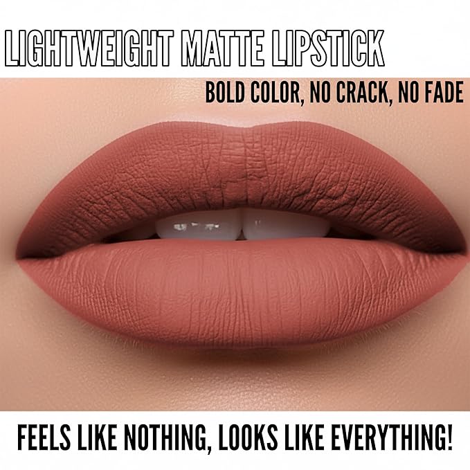 Mynena Terracota Long Lasting Lipstick for Women Waterproof & Transfer-Proof | Hydrating with Shea Butter | Bold Pigment Intense Matte Color Lip Stain | Talc-Free & Vegan Product that Performs | Zoe