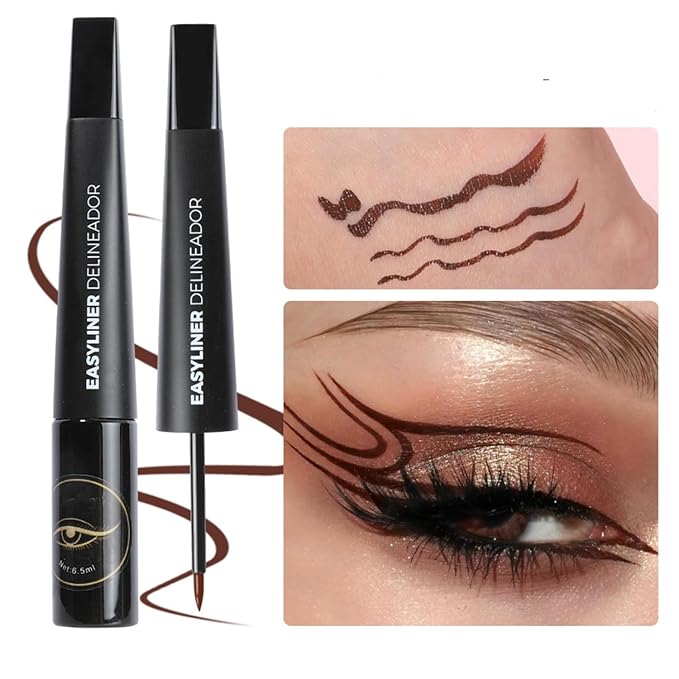 MAEPEOR Ultra-Fine Liquid Eyeliner Dark Brown High-Pigmented Matte Eyeliner Pen Stay All Day Makeup with Fine Brush Tip (M02 Dark Brown)