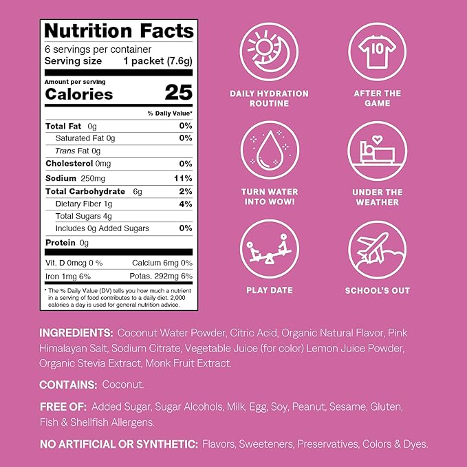Cure Hydration - Kids Electrolyte Drink Mix | Plant-Based Pediatrician Formulated Rehydration | No Added Sugar, FSA-HSA, Non-GMO, Gluten-Free, No Artificial Flavors | 14 Packets - Fruit Punch