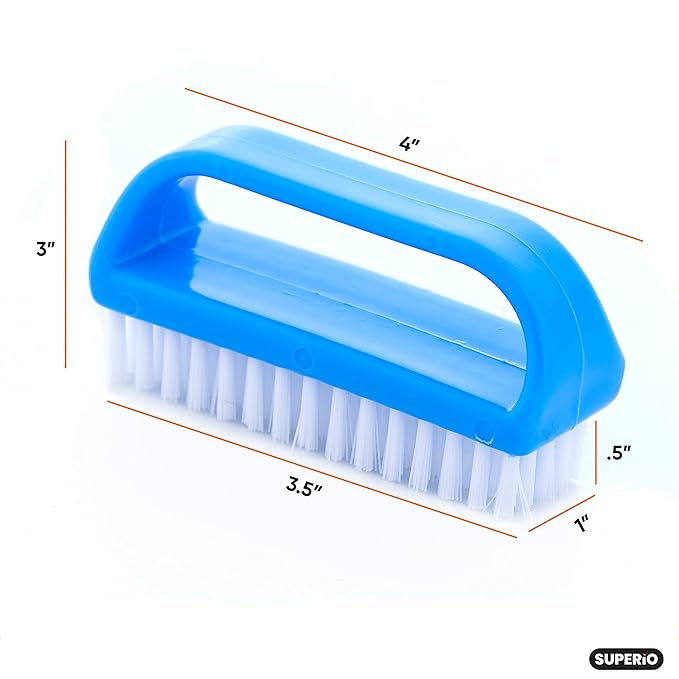 Superio Nail Scrubber Brush - All-Purpose Stiff Cleaning Brush for Fingernails, Toe, Foot & Hands - 24 Pack