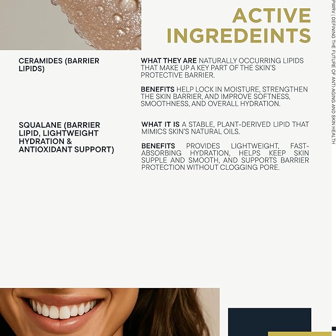The New Skin Care by PowerV | Plant Stem Cells | Astaxanthin + Beta-Glucan Anti-Aging Barrier Serum with Ceramides and Squalane, Fragrance-Free, Hydrating, for Sensitive & All Skin Types 30 ML