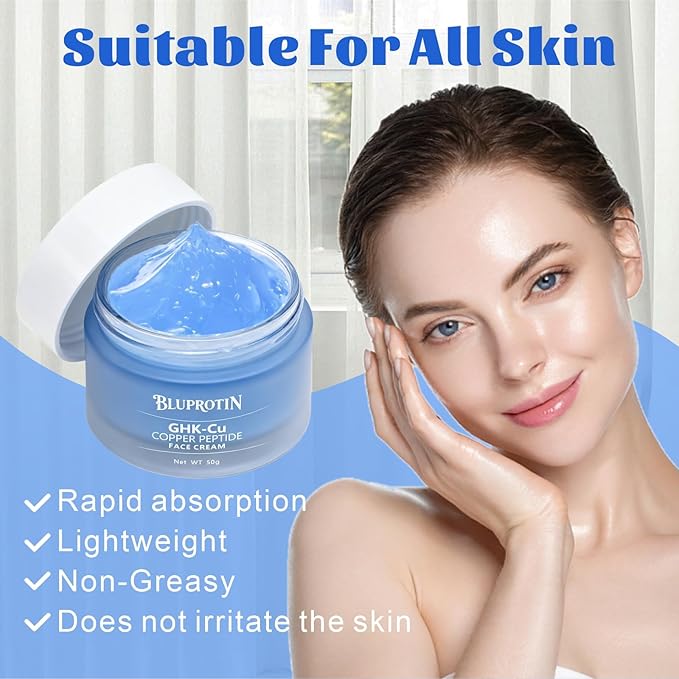 Copper Peptide Face Cream Anti-Aging and Firms Skin GHK-Cu Peptide locks in moisture and repairs skin imperfections 50g